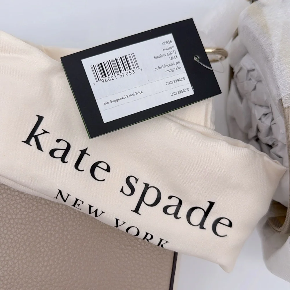 Kate Spade HUDSON messenger crossbody bag Timeless Taupe Multi